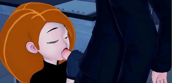  Kim Possible sucks dick before getting fucked on a table.
